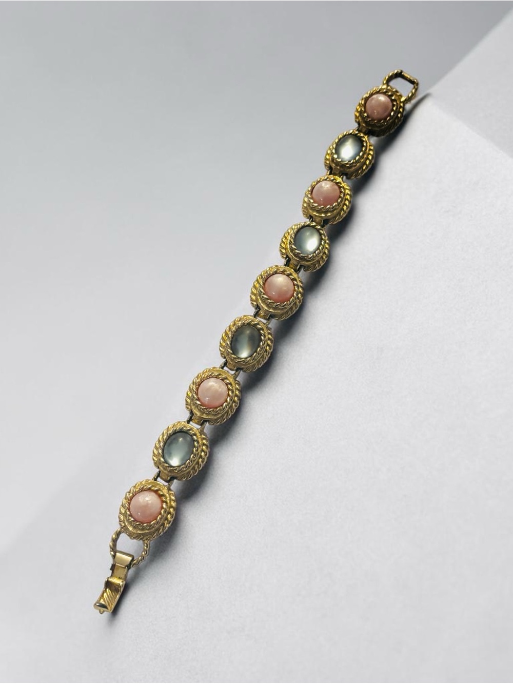 Gold-Tone Pink and Gray/Green Bracelet
